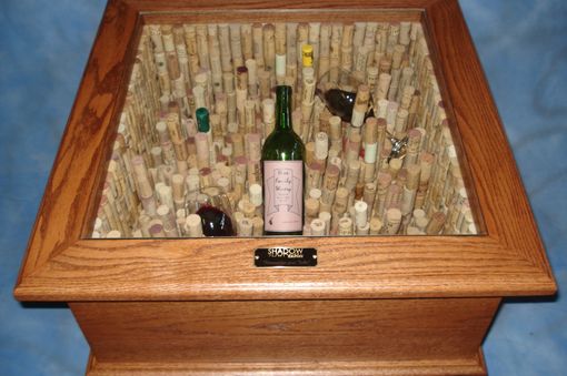Custom Made "Taste The Wine" Led End Table With 1,300 Corks And Customizable Wine Bottle.