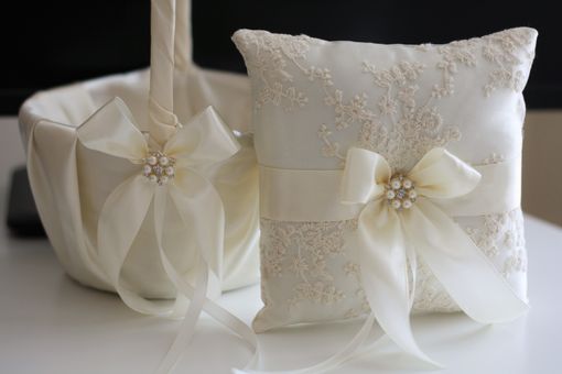 Buy A Handmade Ivory Lace Flower Girl Basket And Ring Bearer