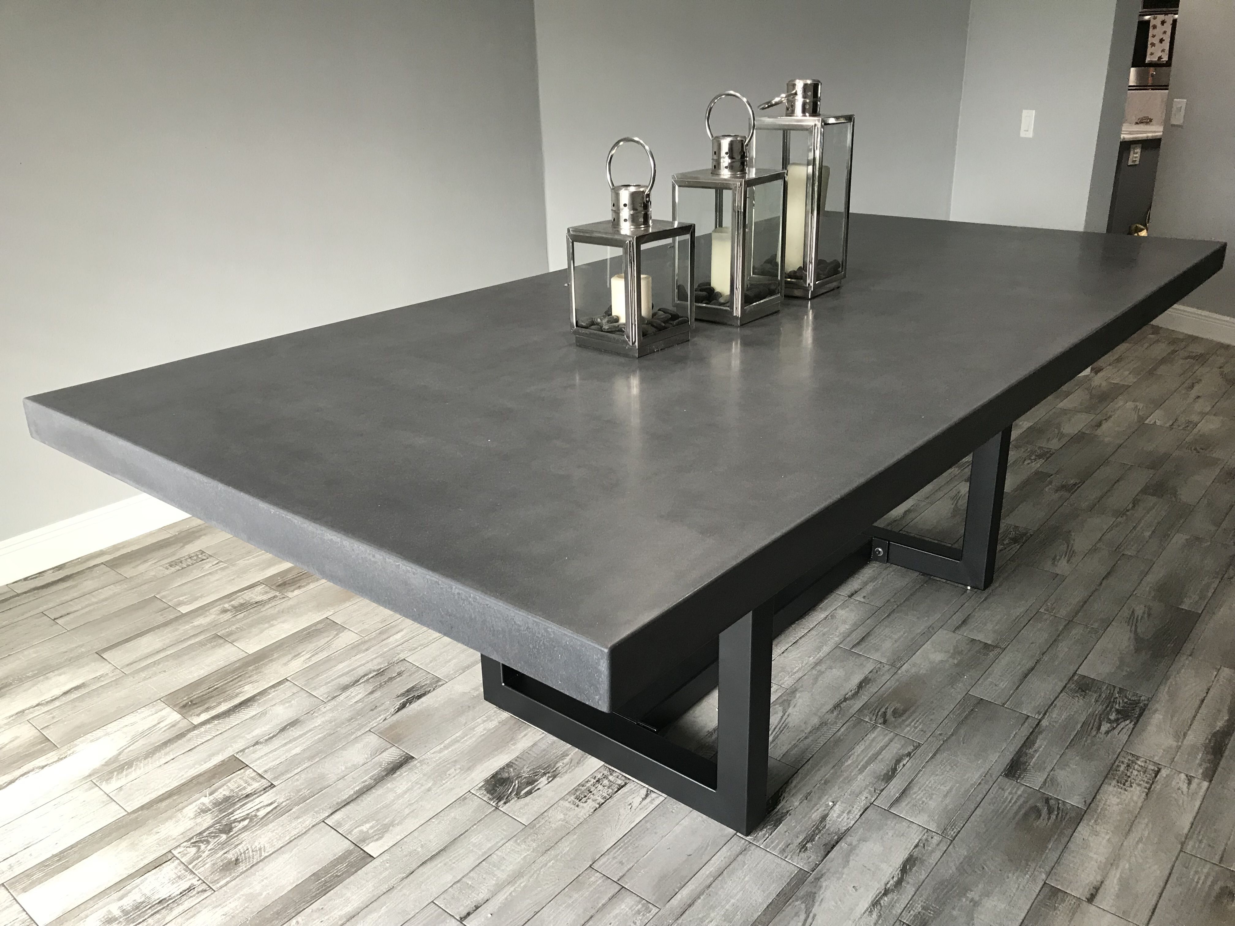 large concrete dining room table