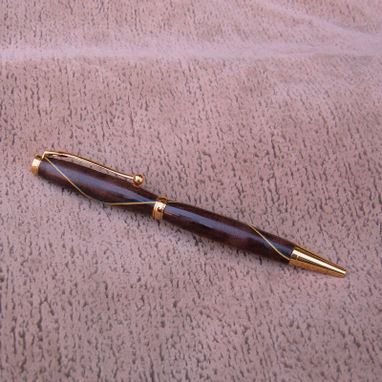 Custom Made Wood Pen Of Walnut With Dyed Veneer Accent S009
