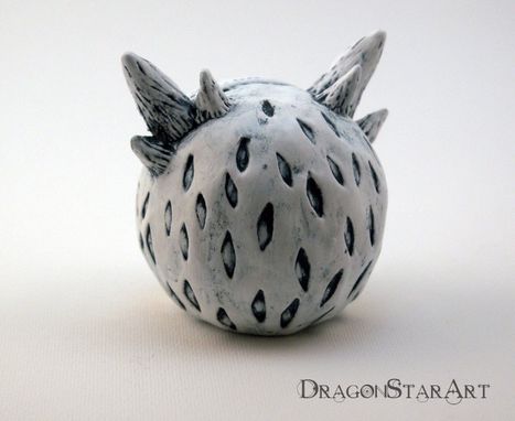 Custom Made Polymer Clay Monster Figurine Sculpture White Creature With Horns