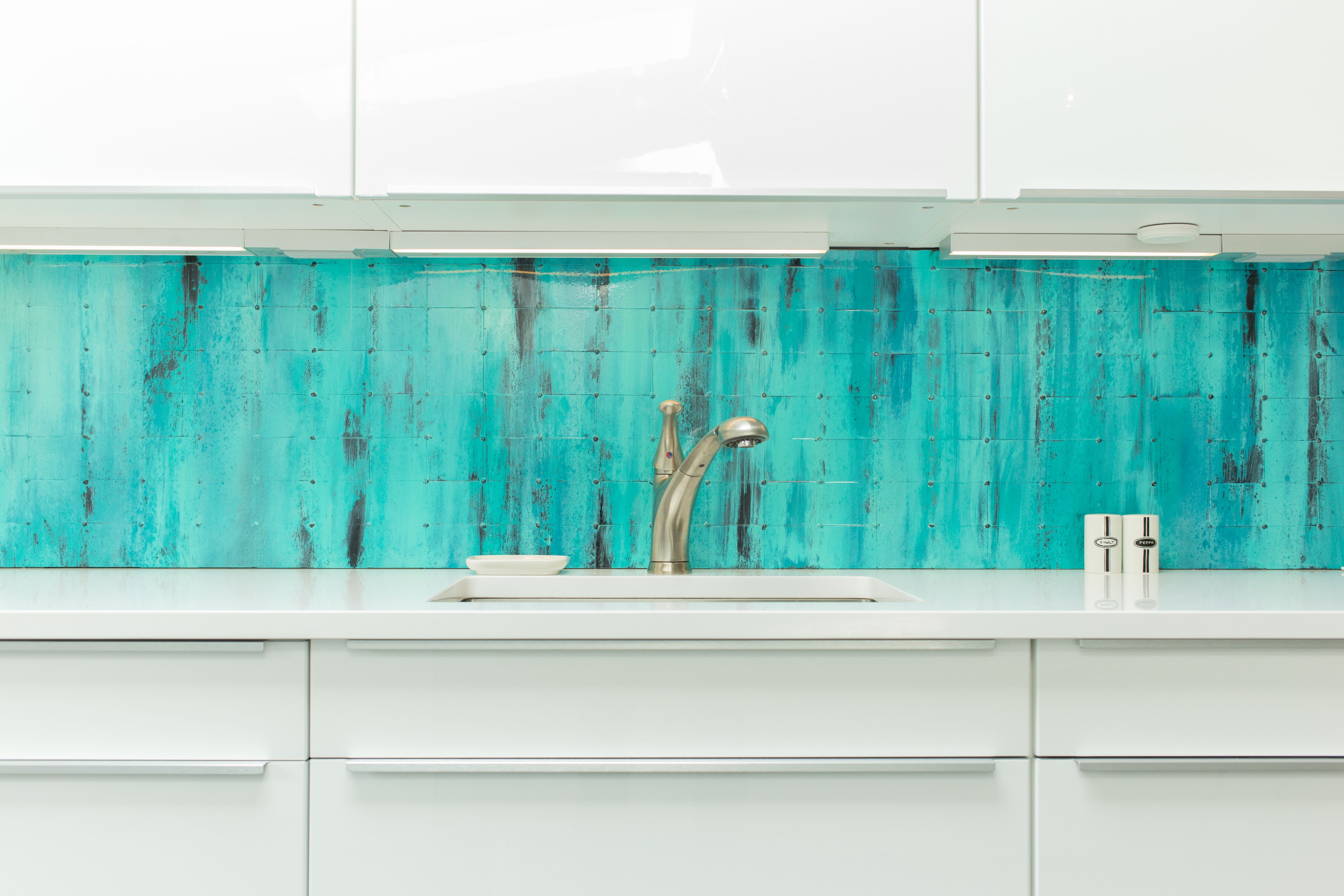 Splashback Pastel Turquoise Kitchen Decor Backsplash Design Decoration  Magnetic 