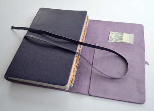 Custom Made Custom Hand Made To Order Royal Purple Custom Leather Bible Cover Sleeve Pocket Sterling (409b)