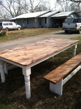 Custom Made Pine Farmhouse (Harvest) Dining Tablewith 2 Benches