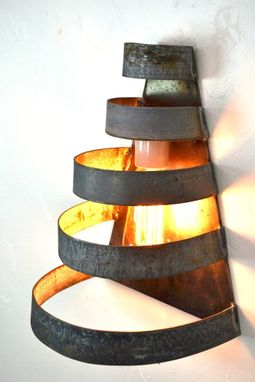 Custom Made Wine Barrel Ring Wall Sconce - Salita - Made From Retired California Wine Barrel Rings