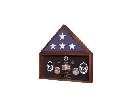 Custom Made Navy Seals Flag Plus Military Medals Display Case - Wall Mount