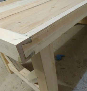 Custom Made Handcrafted Farm Table With Post And Beam Trestle Ends And Heart Pine
