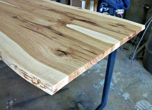 Custom Made Book Matched Hickory And Steel Desk