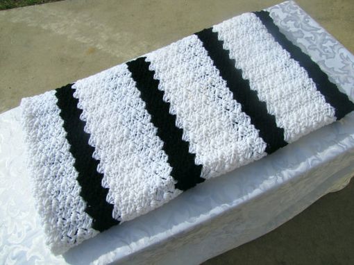 Custom Made Adult Size 70x54 Crochet Blanket In Black And White Stripes - Ships Fast & Free