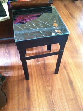 Custom Made Metal Side Table With Wrenches And Tools For Table Top