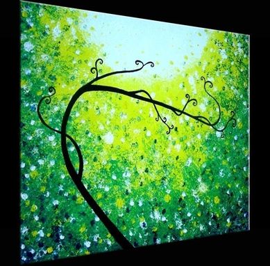 Custom Made Original Abstract Tree Painting, Palette Knife Art, Original Green Tree, Textured Landscape