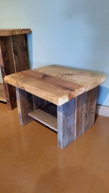 Custom Made Rustic Reclaimed Barnwood Coffee + End Table Set