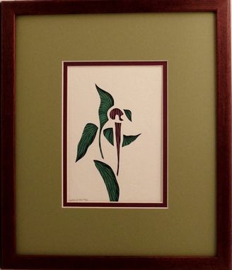 Custom Made Wildflowers - Pink Lady's Slipper Quilled Framed Wall Art New Hampshire Wildflowers