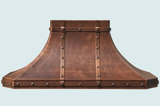 Custom Made Copper Range Hood With Hammering & Straps