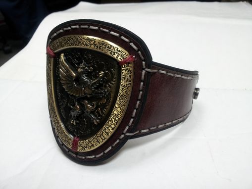 Custom Made Custom Leather Armband With Metal Shield