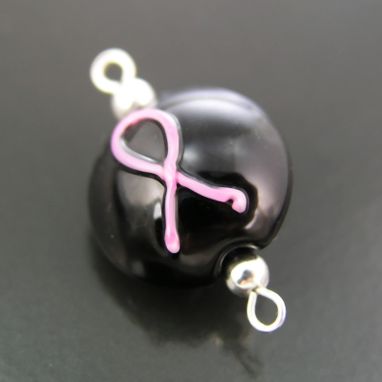 Custom Made Breast Cancer Awareness Ribbon Lampwork Glass Beads And Jewelry