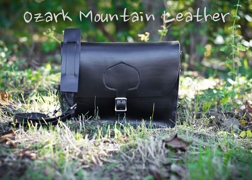 Custom Made Horween Leather Messenger Bag Shown In Black