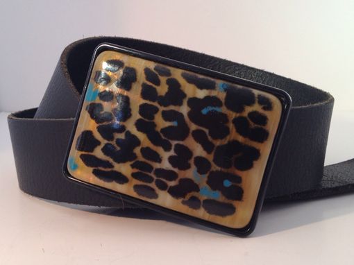 Custom Made Jaguars Fused Glass Belt Buckle