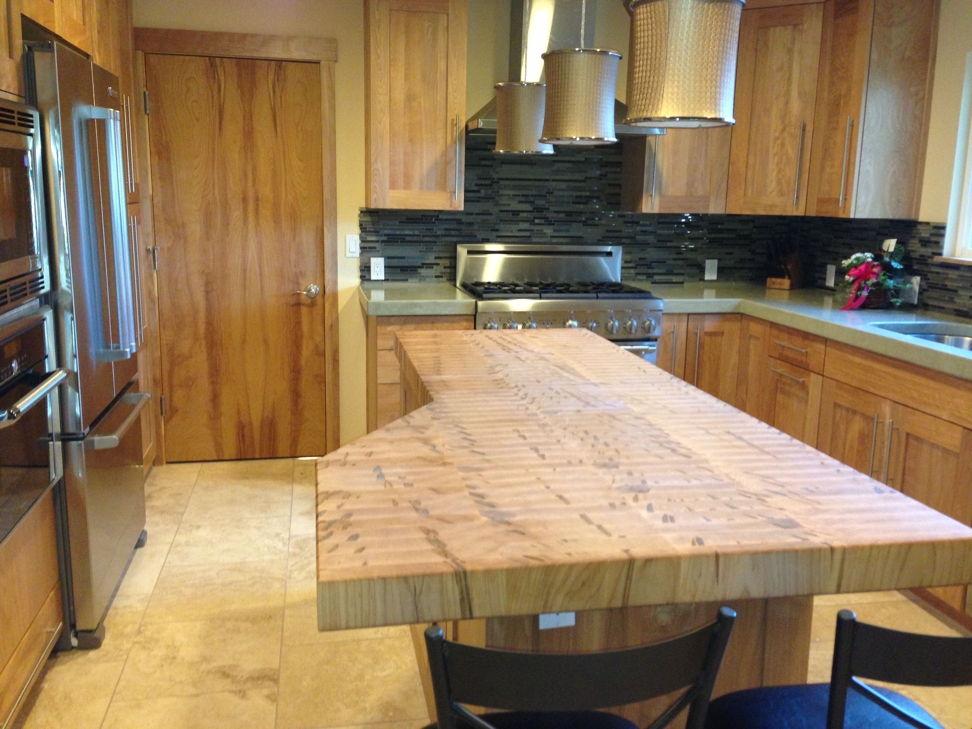 Hand Crafted End Grain Ambrosia Maple Island Top by Green River Woods