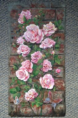 Custom Made Hand Painted Roses On Slate