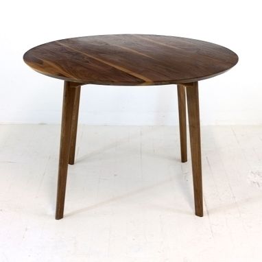 Custom Made Isabelle Mid Century Modern Solid Round Walnut Dining Table