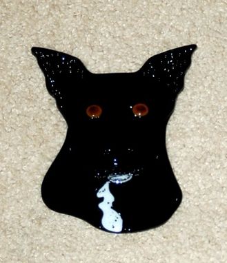 Custom Made Custom  Fused Glass Pet Portrait Nightlight - Black Beauty