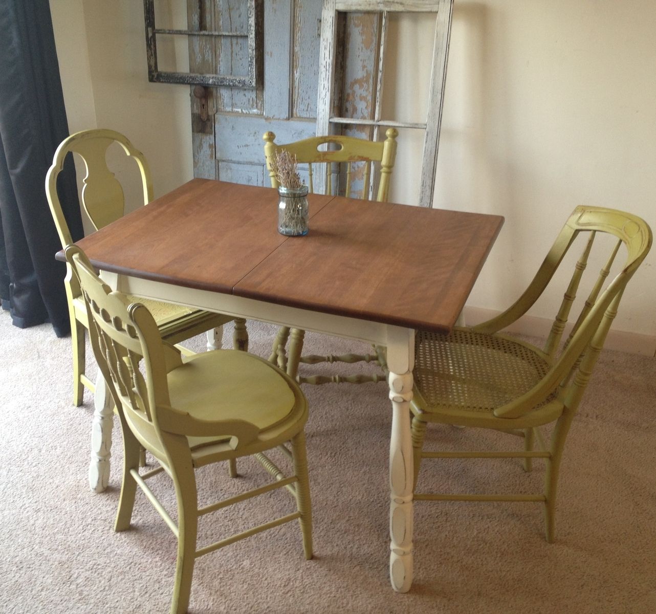 Hand Crafted Vintage Small  Kitchen  Table With Four Miss 