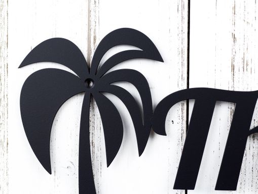 Custom Made Custom Metal Wall Art - Laser Cut Name Sign - Personalized Metal Family Sign - Palm Trees