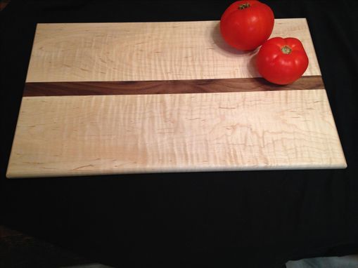 Custom Made Cutting Board Curly Maple And Walnut Cutting Board