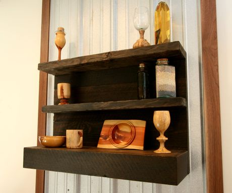 Custom Made Decorative Rustic Modern Wall Floating Shelf In Reclaimed Distressed Stained Wood