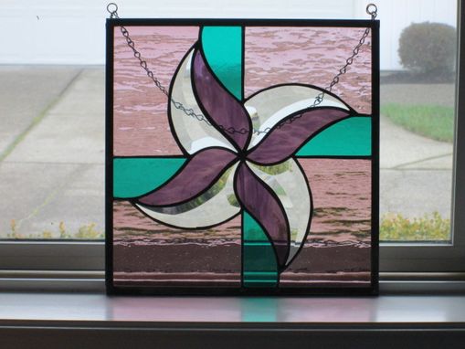 Custom Made Custom Beveld Glass Whirlygig Stained Glass Panel