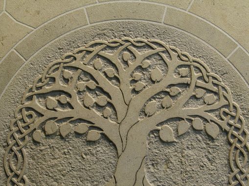 Custom Made Limestone Tree Of Life Monolithic Mosaic Etched Tile Back Splash Insert