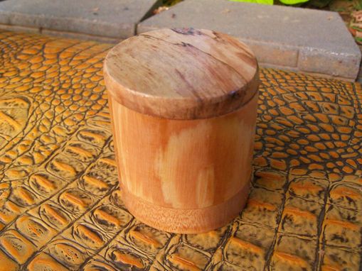 Custom Made Cylindrical Ring Box In Cherry And Spalted Maple
