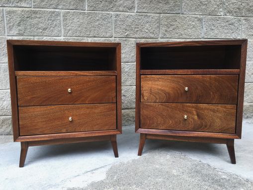 Hand Crafted Mahogany & Brass Mid Century Modern Inspired Nightstands ...