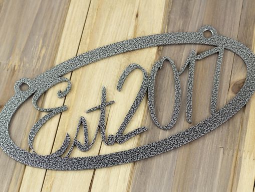 Custom Made Established Year Oval Metal Sign - Silver Vein Shown