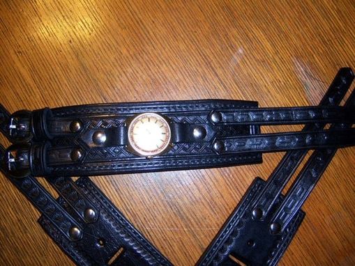 Custom Made Black Leather Watch Band
