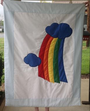 Custom Made Custom Vintage Clouds And Rainbow 30 Year Old Quilt Recreation