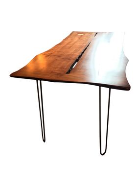 Custom Made "Kissing Table" - Maple Live Edge With Hairpin Legs