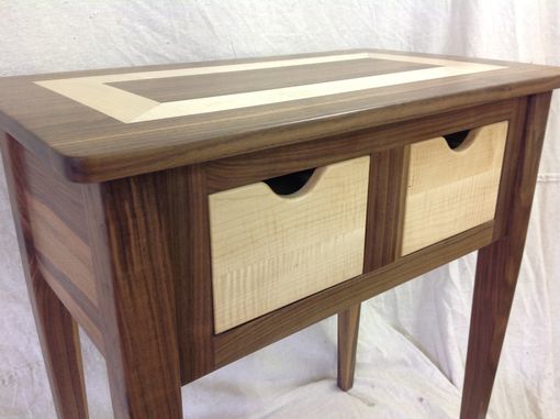Custom Made Black Walnut And Tiger Maple End Table