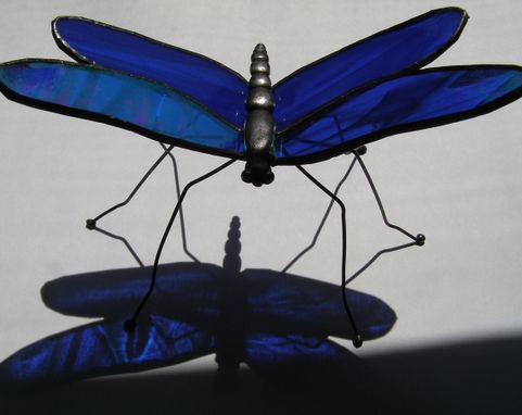 Custom Made Stained Glass Dragonfly- Freestanding