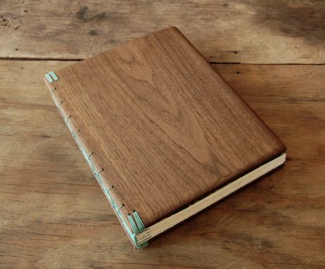 Custom Made Black Walnut Wood Guest Book - Rustic Wedding Or Cabin Guest Book Wood Journal