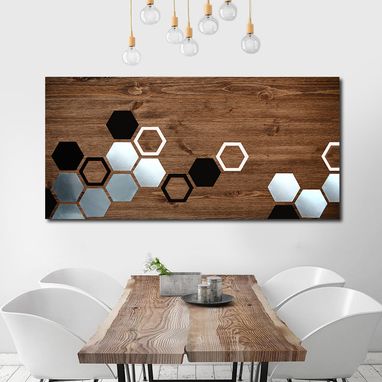 Custom Made Mod Honeycomb 48x24 - Wood Wall Art, Metal Wall Art, Home Decor, Wall Decor, Abstract Art