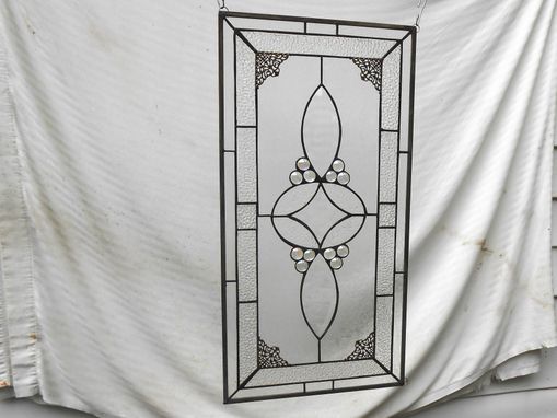 Custom Made Stained Glass Transom Window, Glass Window Valance, Beveled Glass Panel