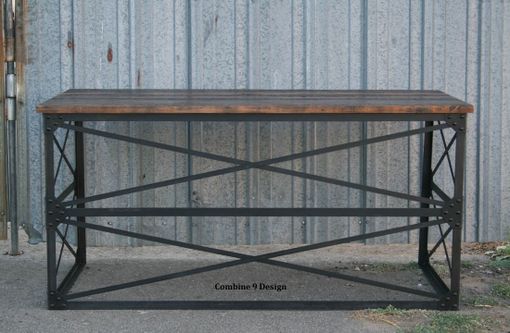 Custom Made Modern Industrial Desk. (Vintage Table). French Industrial/Mid Century Design. Reclaimed Wood.