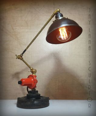 Custom Made Steampunk Upcycled Industrial Assemblage Task Lamp Man Cave
