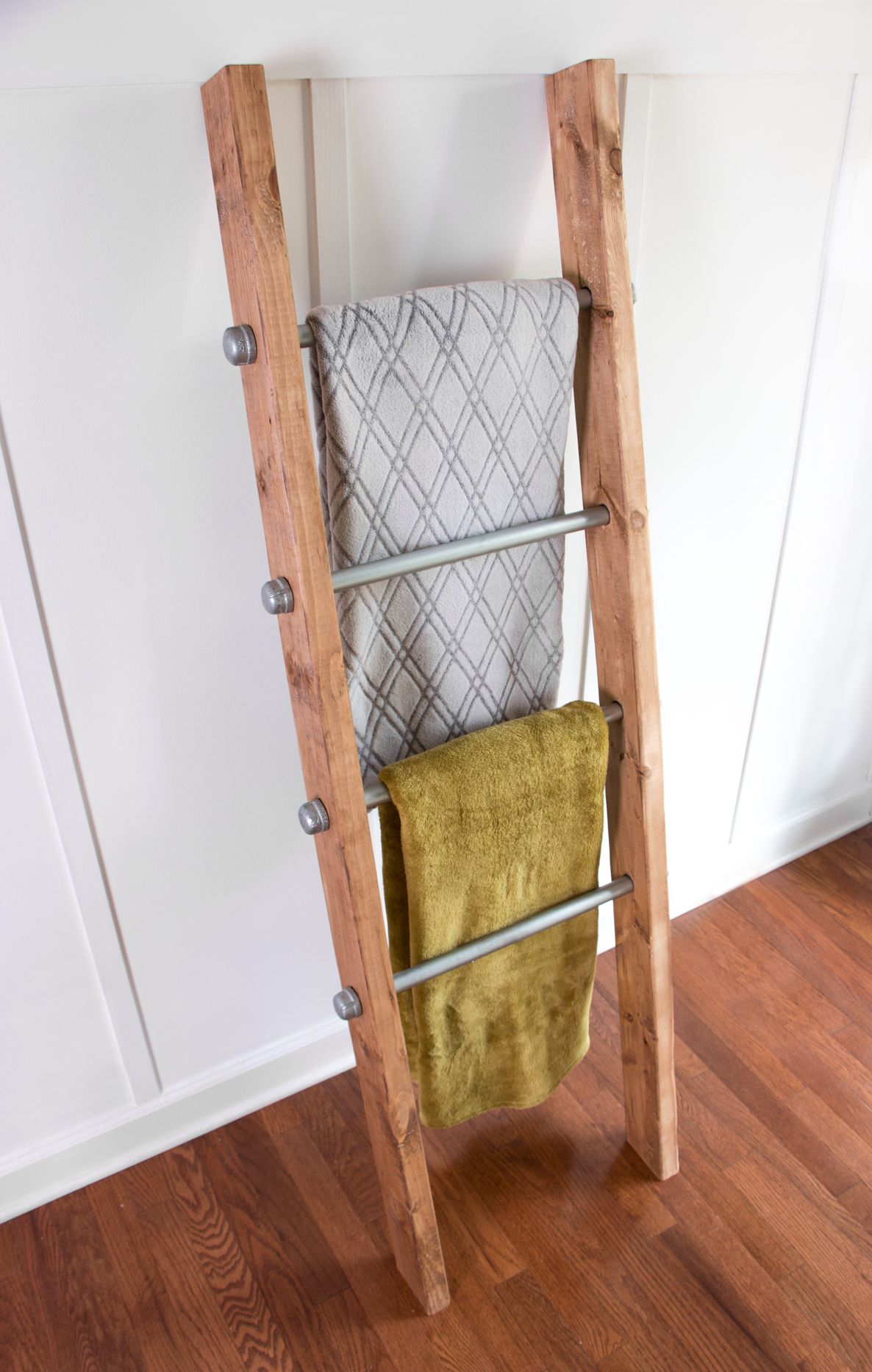 Buy Handmade Wooden Ladder W/ Industrial Pipe Blanket Ladder Quilt