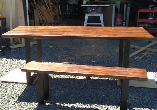 Custom Made Industrial Style Dining Table And Bench