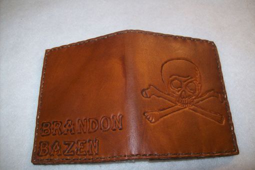 Custom Made Custom Leather Deluxe Wallet With Skull And Bones Design