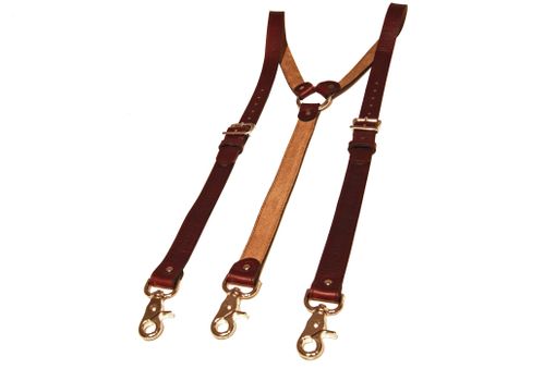 Custom Made Red Leather Suspenders