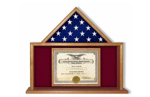 Custom Made Usmc Flag And Certificate Display Case, Usmc Flag Frame